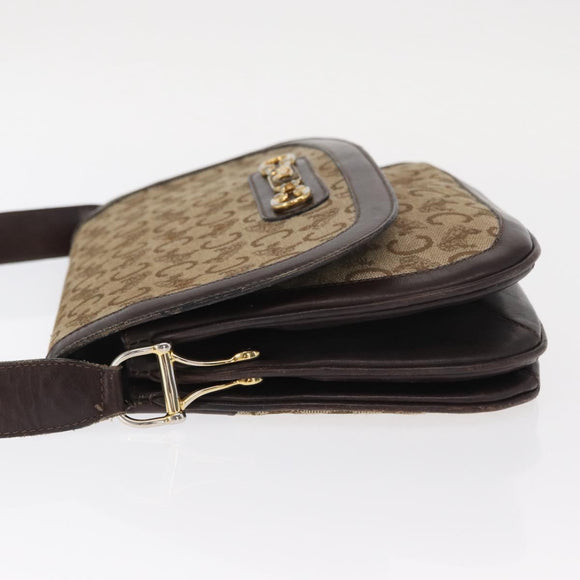CELINE C Sulky Shoulder Bag Canvas Brown Gold Auth bs31812