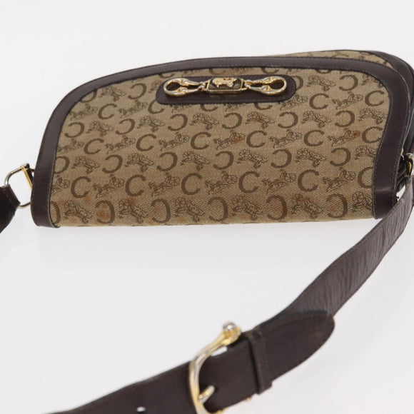 CELINE C Sulky Shoulder Bag Canvas Brown Gold Auth bs31812