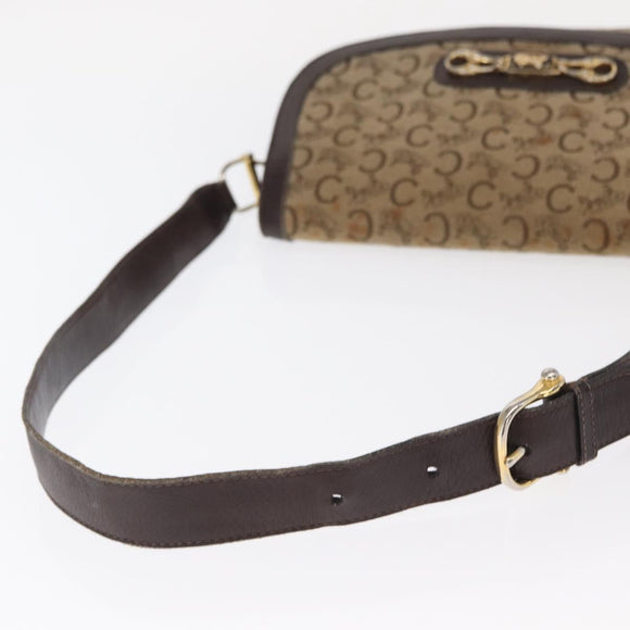 CELINE C Sulky Shoulder Bag Canvas Brown Gold Auth bs31812