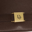 Christian Dior Shoulder Bag Leather Brown Gold Auth bs31813-14