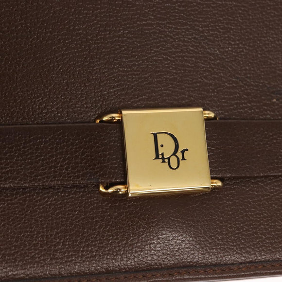 Christian Dior Shoulder Bag Leather Brown Gold Auth bs31813