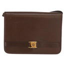 Christian Dior Shoulder Bag Leather Brown Gold Auth bs31813-2