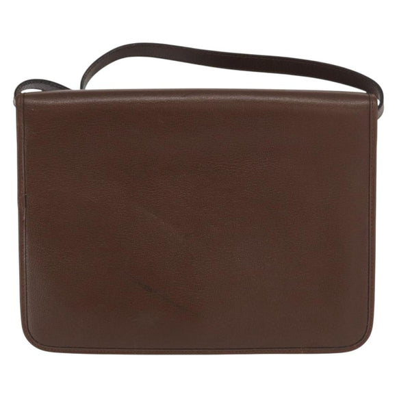Christian Dior Shoulder Bag Leather Brown Gold Auth bs31813