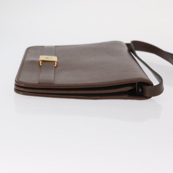 Christian Dior Shoulder Bag Leather Brown Gold Auth bs31813