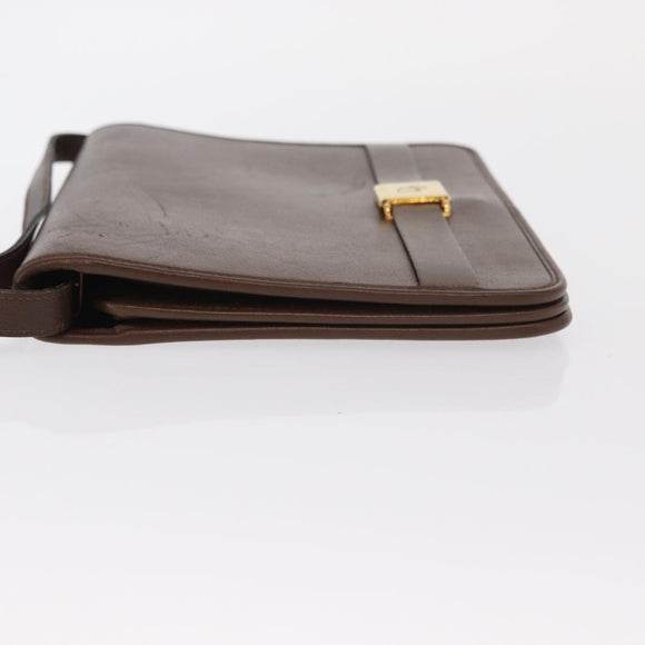 Christian Dior Shoulder Bag Leather Brown Gold Auth bs31813