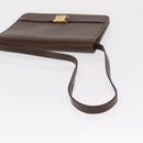 Christian Dior Shoulder Bag Leather Brown Gold Auth bs31813-7