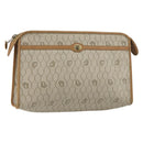 Christian Dior Honeycomb Canvas Clutch Bag PVC Beige Gold Auth bs31814-1