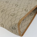 Christian Dior Honeycomb Canvas Clutch Bag PVC Beige Gold Auth bs31814-15
