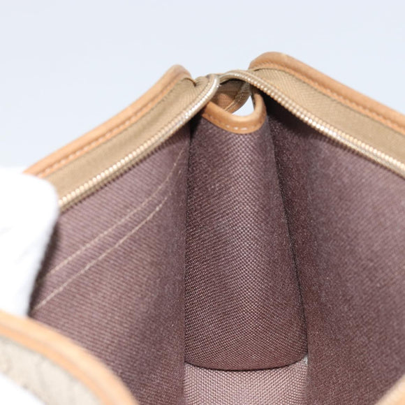 Christian Dior Honeycomb Canvas Clutch Bag PVC Beige Gold Auth bs31814