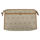 Christian Dior Honeycomb Canvas Clutch Bag PVC Beige Gold Auth bs31814-13
