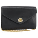 Christian Dior Chain Shoulder Bag Leather Black Gold Auth bs31815-1