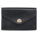 Christian Dior Chain Shoulder Bag Leather Black Gold Auth bs31815-2