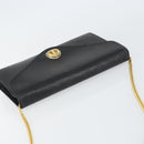 Christian Dior Chain Shoulder Bag Leather Black Gold Auth bs31815-6