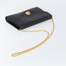 Christian Dior Chain Shoulder Bag Leather Black Gold Auth bs31815-7