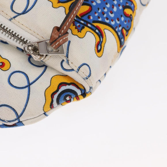 LOEWE Waist Bag Canvas White Silver Auth bs31816