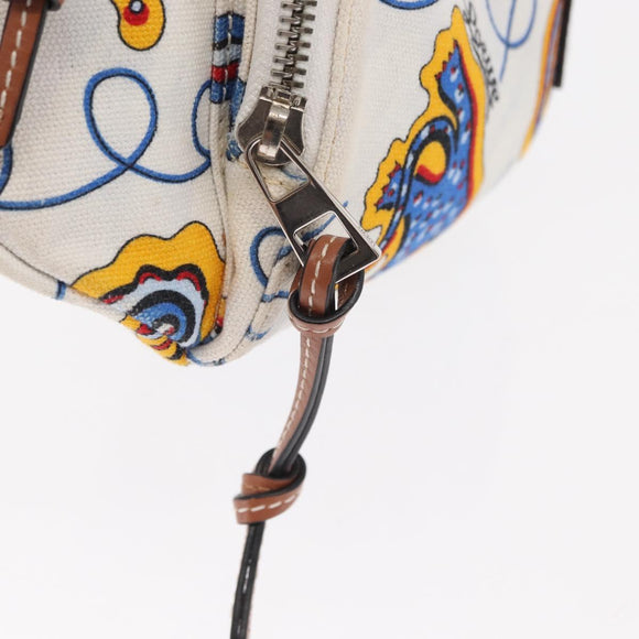 LOEWE Waist Bag Canvas White Silver Auth bs31816