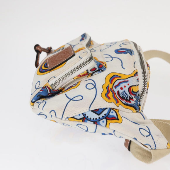 LOEWE Waist Bag Canvas White Silver Auth bs31816