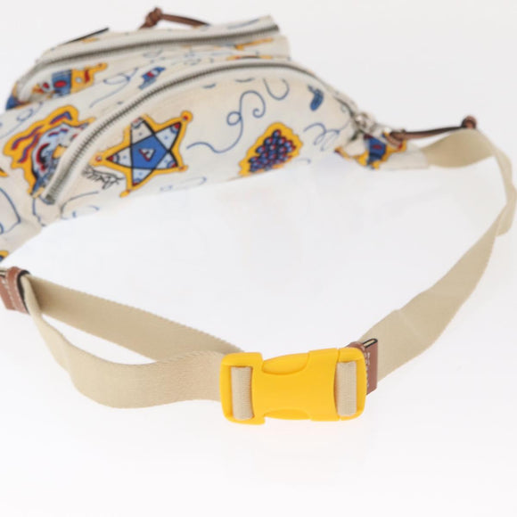 LOEWE Waist Bag Canvas White Silver Auth bs31816