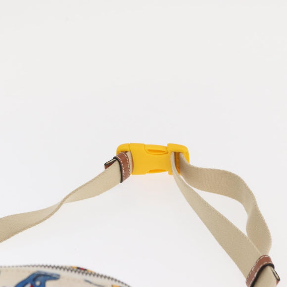 LOEWE Waist Bag Canvas White Silver Auth bs31816