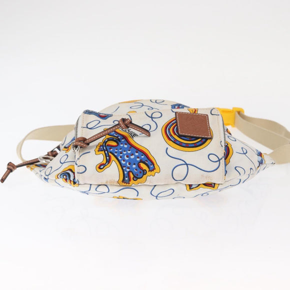 LOEWE Waist Bag Canvas White Silver Auth bs31816