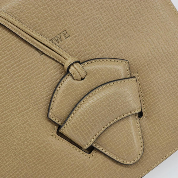 LOEWE Barcelona Hand Bag Leather Beige Auth bs31817