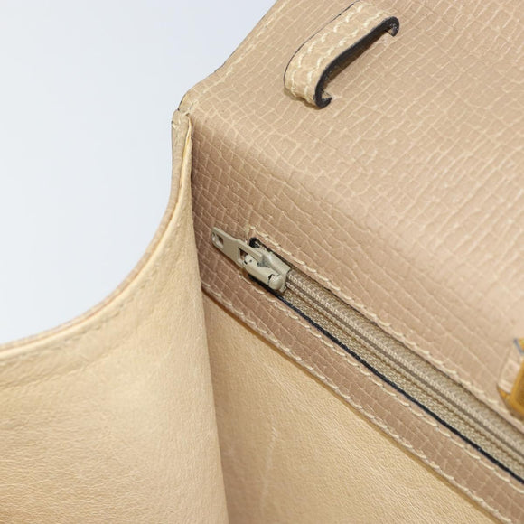 LOEWE Barcelona Hand Bag Leather Beige Auth bs31817