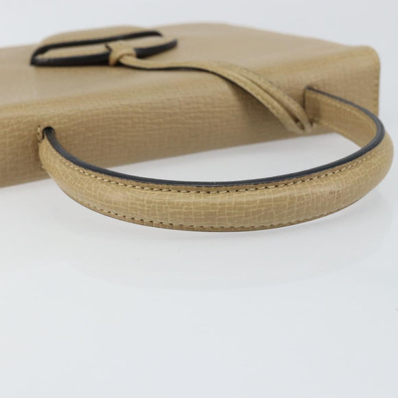 LOEWE Barcelona Hand Bag Leather Beige Auth bs31817