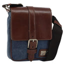 DOLCE&GABBANA Shoulder Bag Leather Canvas Blue Silver Auth bs31820-1