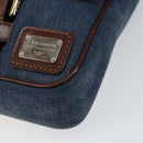 DOLCE&GABBANA Shoulder Bag Leather Canvas Blue Silver Auth bs31820-9