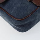 DOLCE&GABBANA Shoulder Bag Leather Canvas Blue Silver Auth bs31820-14