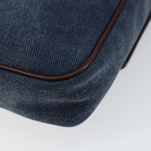 DOLCE&GABBANA Shoulder Bag Leather Canvas Blue Silver Auth bs31820