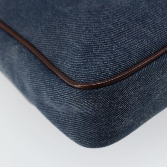 DOLCE&GABBANA Shoulder Bag Leather Canvas Blue Silver Auth bs31820