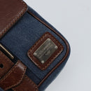 DOLCE&GABBANA Shoulder Bag Leather Canvas Blue Silver Auth bs31820-17