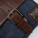 DOLCE&GABBANA Shoulder Bag Leather Canvas Blue Silver Auth bs31820-18