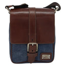 DOLCE&GABBANA Shoulder Bag Leather Canvas Blue Silver Auth bs31820-13