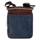 DOLCE&GABBANA Shoulder Bag Leather Canvas Blue Silver Auth bs31820-2