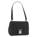 Salvatore Ferragamo Vala Shoulder Bag Leather Black Silver Auth bs31823-1
