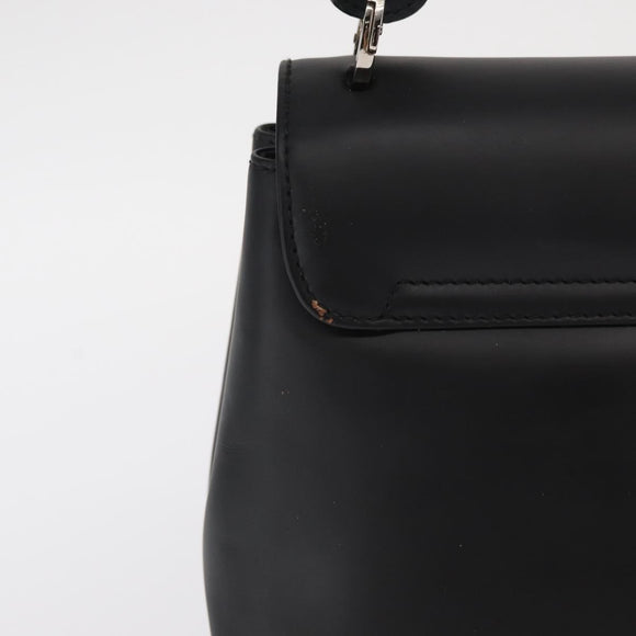 Salvatore Ferragamo Vala Shoulder Bag Leather Black Silver Auth bs31823
