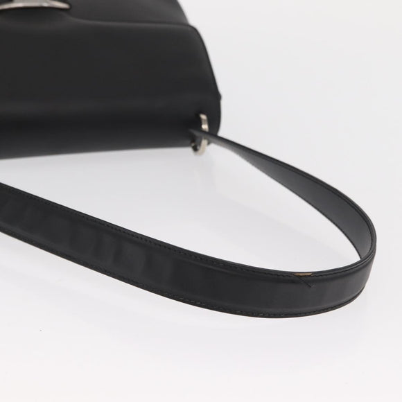 Salvatore Ferragamo Vala Shoulder Bag Leather Black Silver Auth bs31823