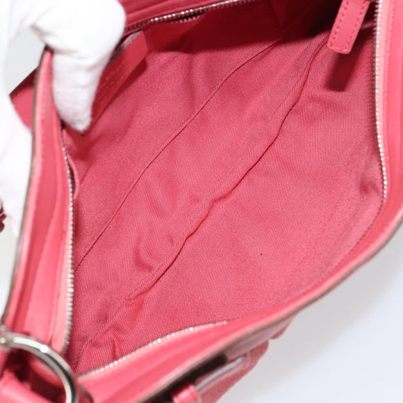 Salvatore Ferragamo Gancini Shoulder Bag Suede Leather Pink Silver Auth bs31824