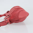 Salvatore Ferragamo Gancini Shoulder Bag Suede Leather Pink Silver Auth bs31824-5