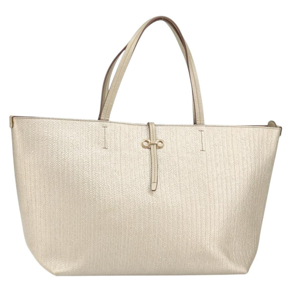 Salvatore Ferragamo Gancini Tote Bag Leather Gold Tone Auth bs31825