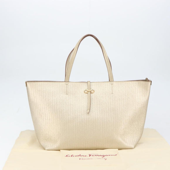Salvatore Ferragamo Gancini Tote Bag Leather Gold Tone Auth bs31825