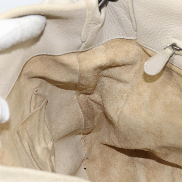 BOTTEGA VENETA INTRECCIATO Shoulder Bag Leather Beige Auth bs31827