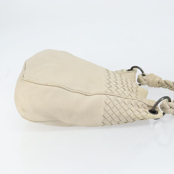 BOTTEGA VENETA INTRECCIATO Schultertasche Leder Beige Auth bs31827