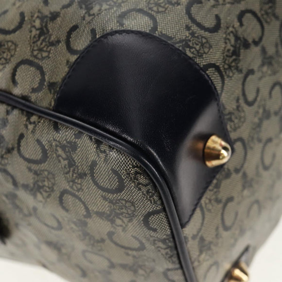 CELINE C Sulky Boston Bag Canvas Navy Gold Auth bs31830