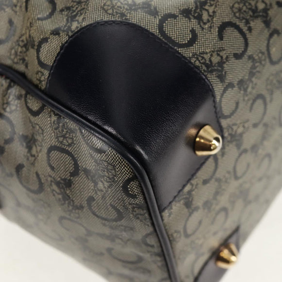 CELINE C Sulky Boston Bag Canvas Navy Gold Auth bs31830