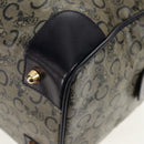 CELINE C Sulky Boston Bag Canvas Navy Gold Auth bs31830-16