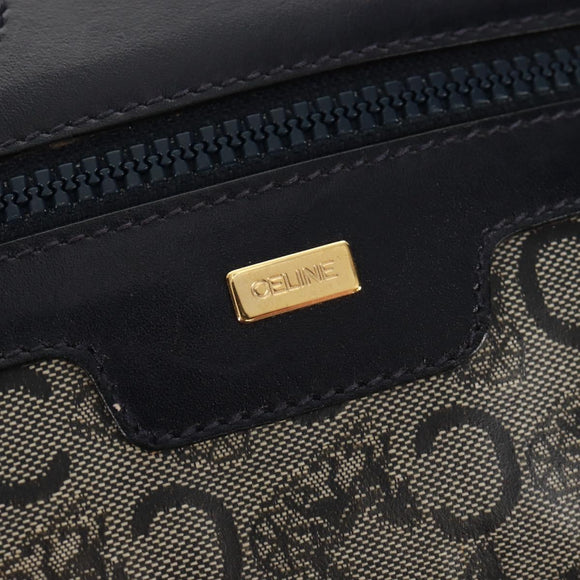 CELINE C Sulky Boston Bag Canvas Navy Gold Auth bs31830