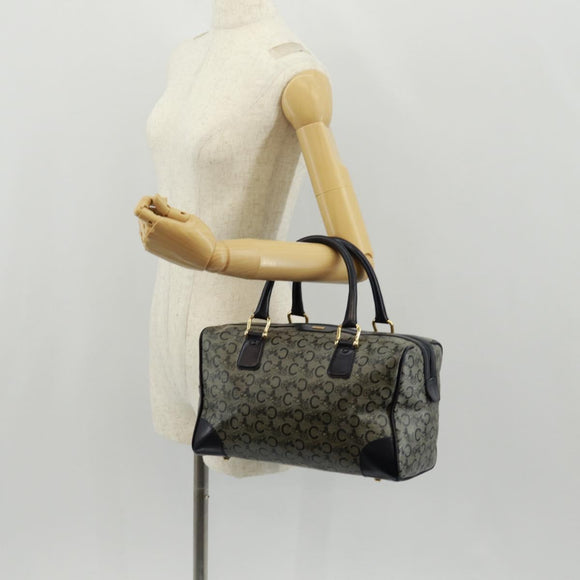 CELINE C Sulky Boston Bag Canvas Navy Gold Auth bs31830